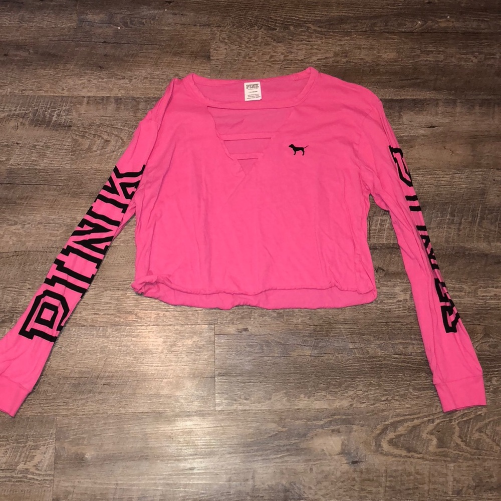 PINK long sleeve crop top
